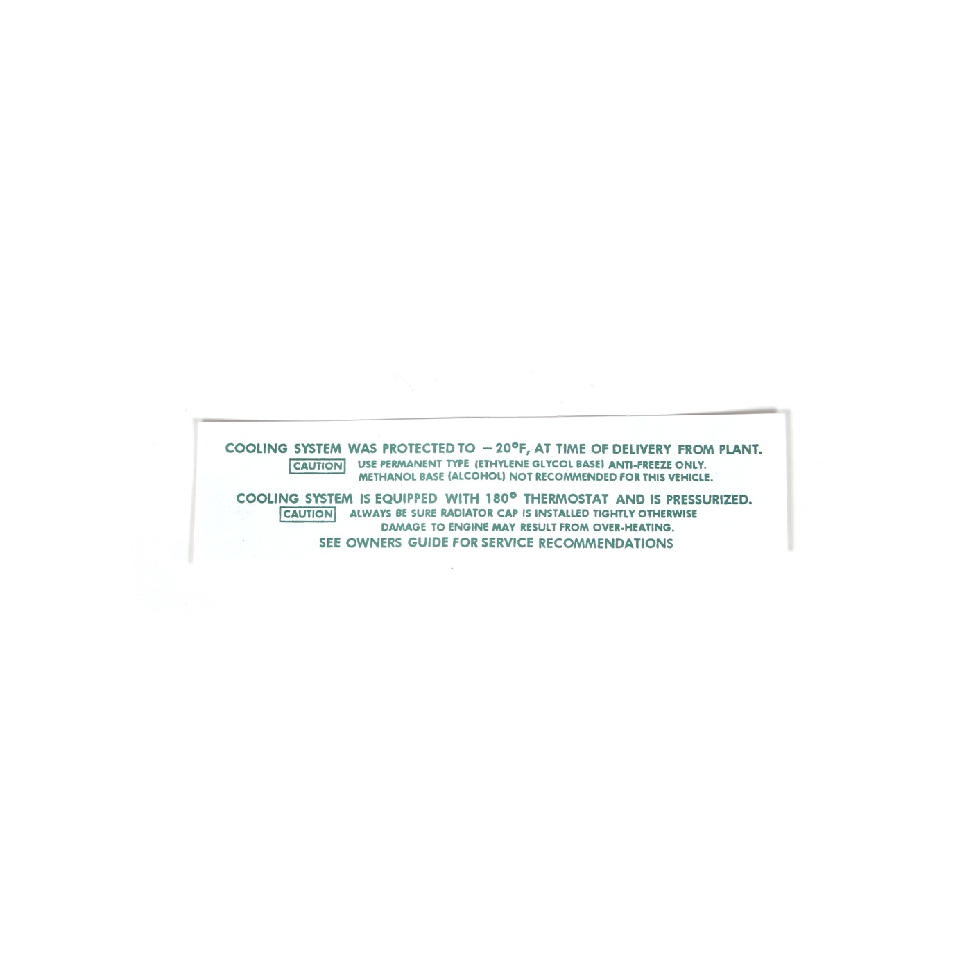 64L-65 Cooling System Caution Decal