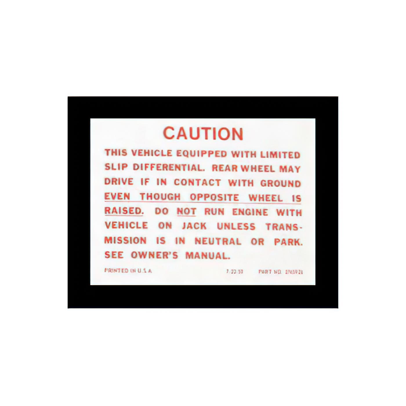 59-71 Positraction Caution Decal