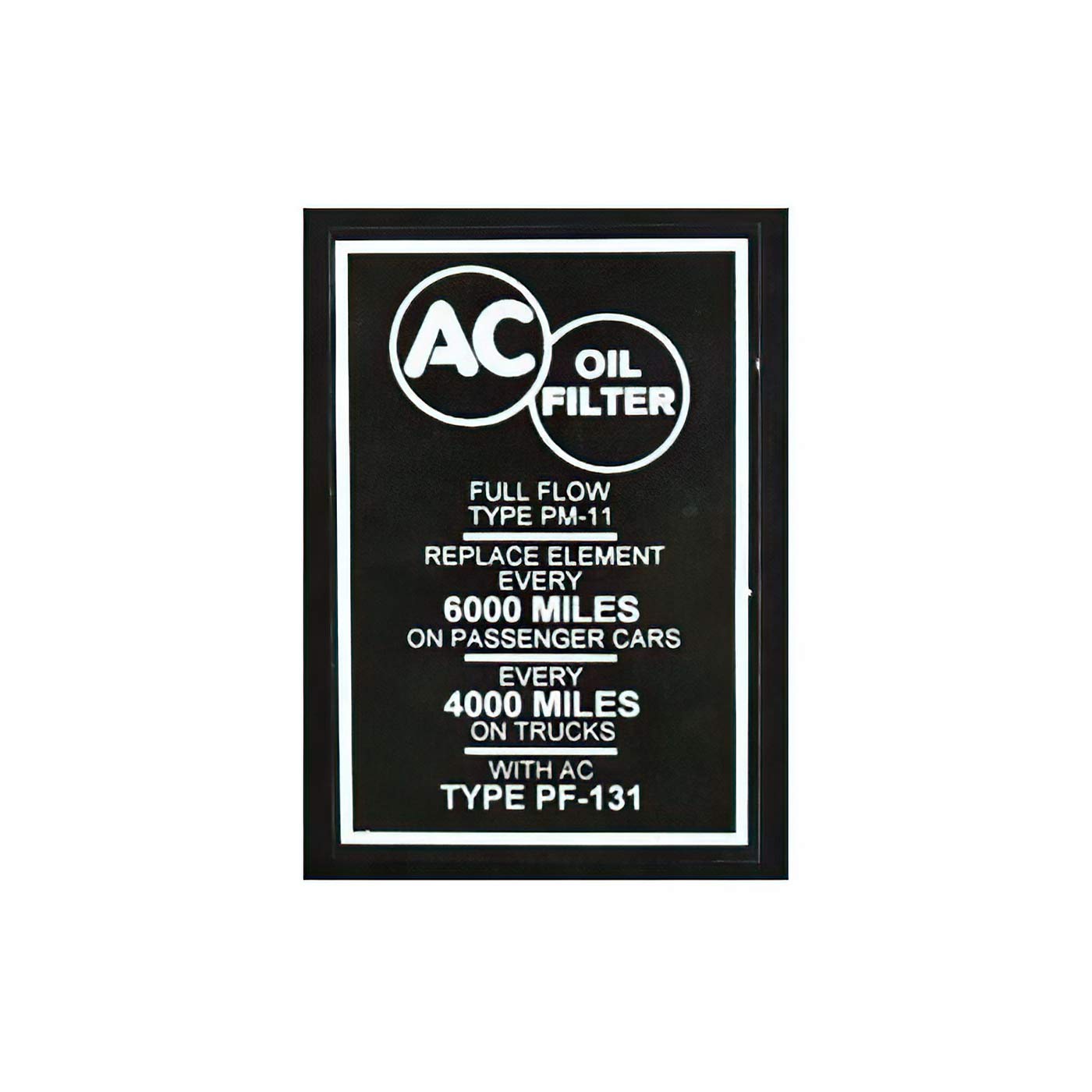 56-57 Oil Filter Canister White Decal
