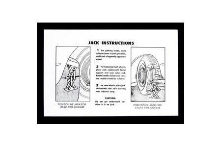 1953-1960 Corvette Jacking Instructions Decal