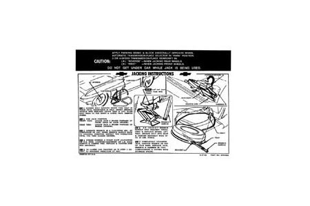 1963-1966 Corvette Knock-Off Wheels Jacking Instructions Decal