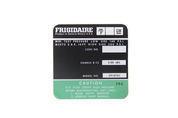74-75 350 AC Compressor Frigidaire Decal