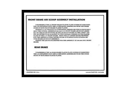 1963 Corvette Z06 Brake Instruction Sheet