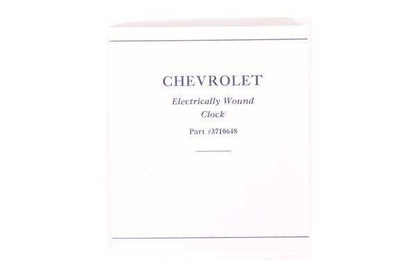 58-62 Clock Warranty Instructions Folder 