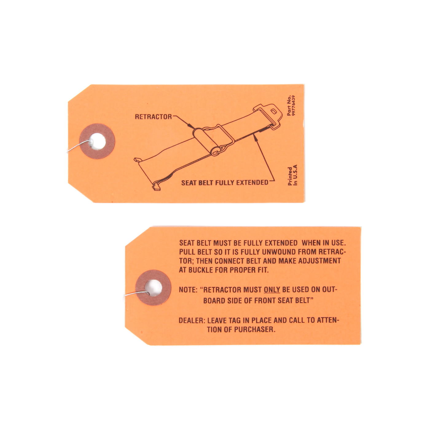 65-66 Seat Belt Retractor Installation Tags