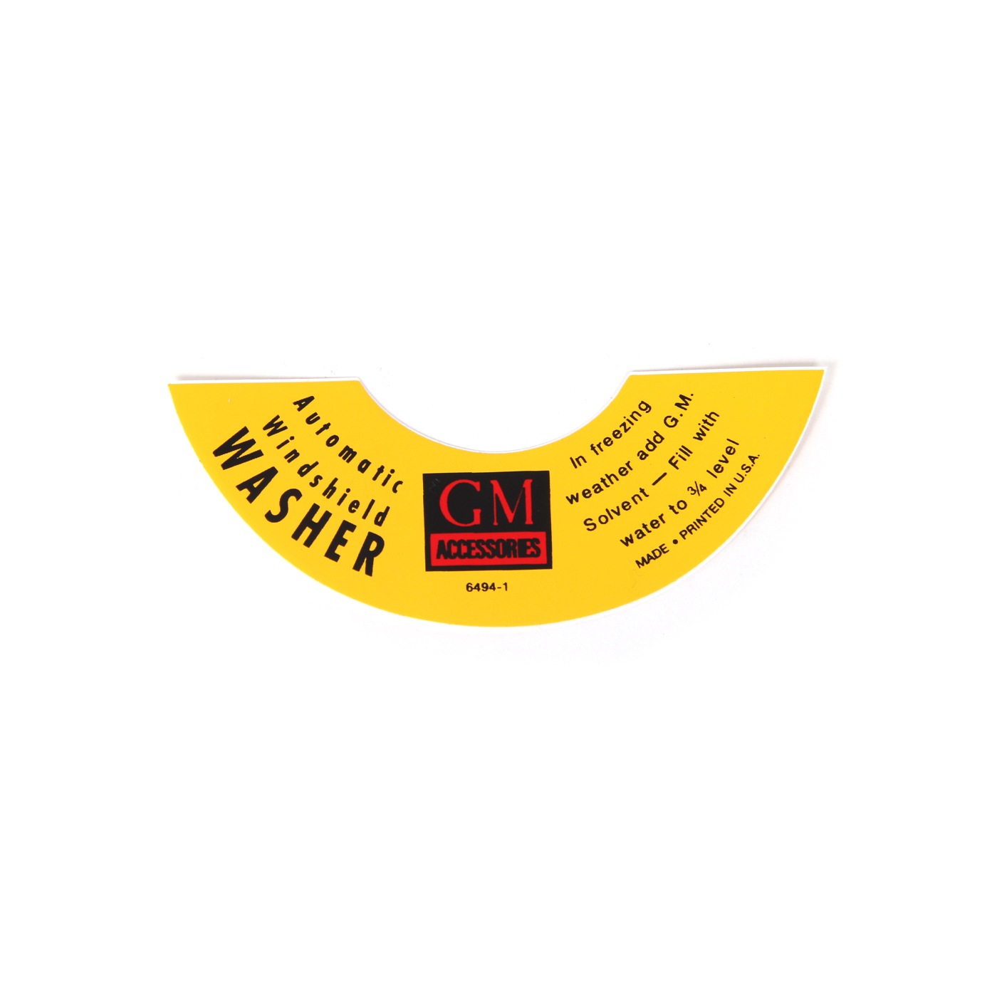 53-55 Automatic Washer Lid Yellow Decal