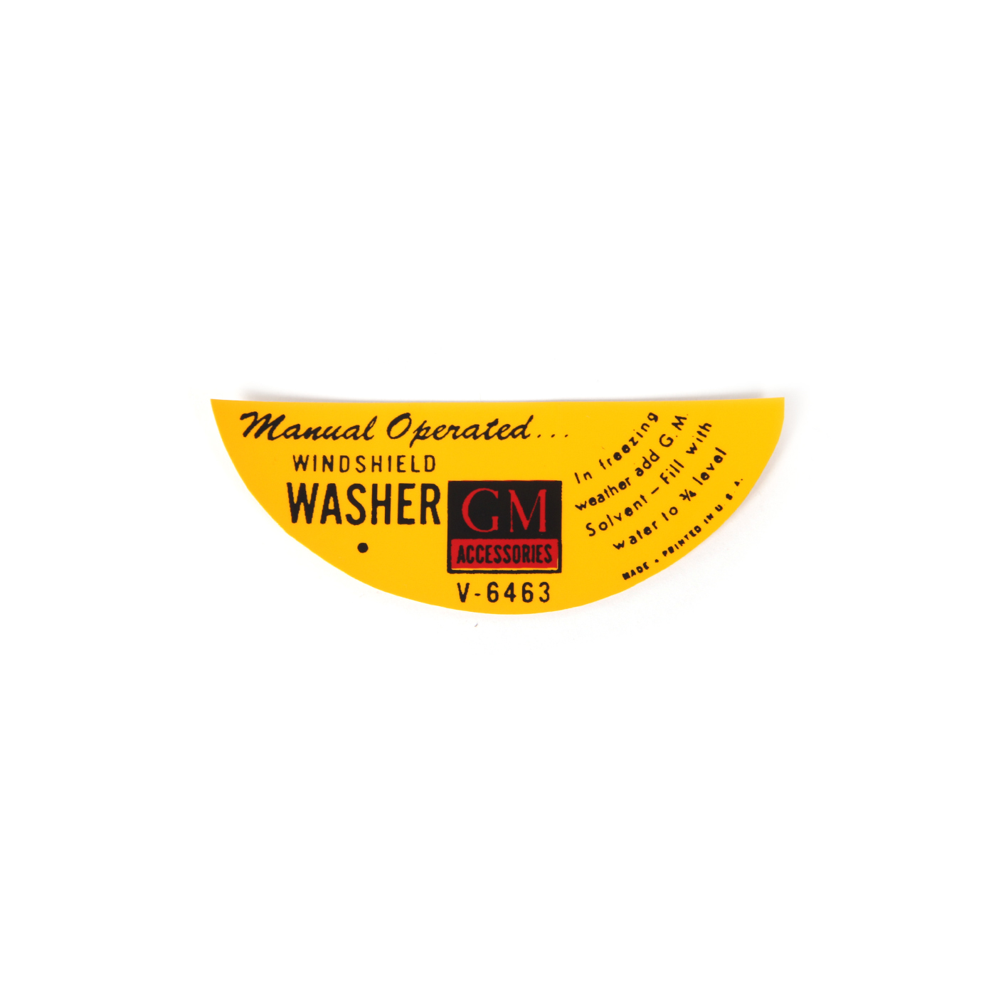 53-55 Manual Washer Lid Yellow Decal