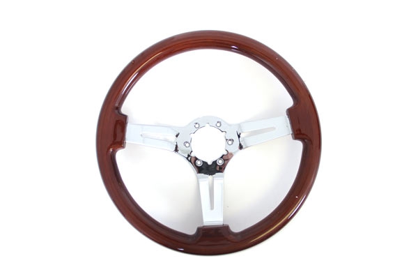 69-82 Mahogany Steering Wheel w/Chrome Spokes