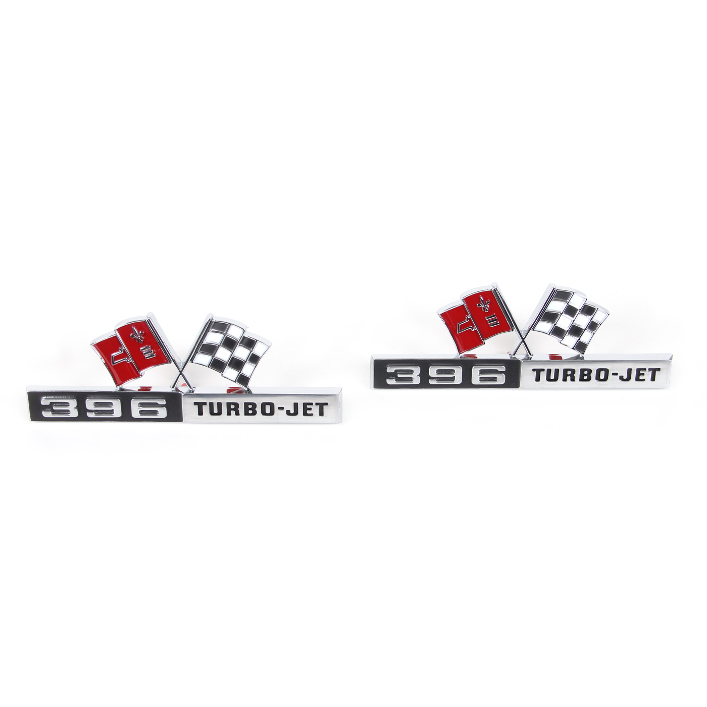 65 396 Turbo Jet Side Emblems (Dark Red Flags)
