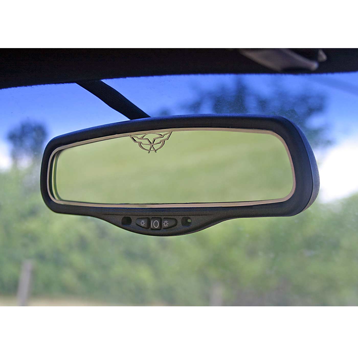 97-04 Inside Mirror Stainless Trim w/C5 Emblem (STD Mirror)
