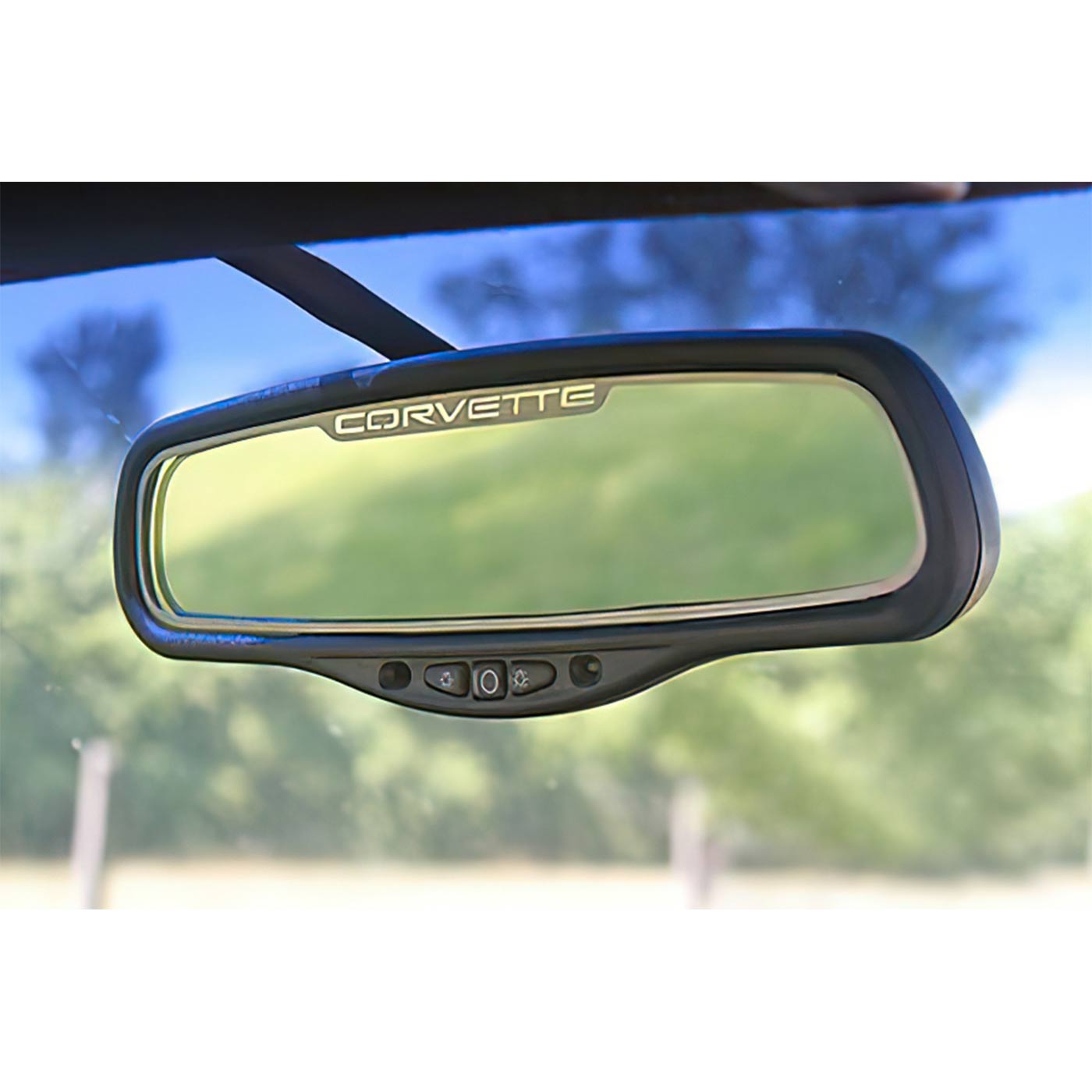 97-04 Inside Mirror Stainless Trim w/Corvette (auto-dim mirror)