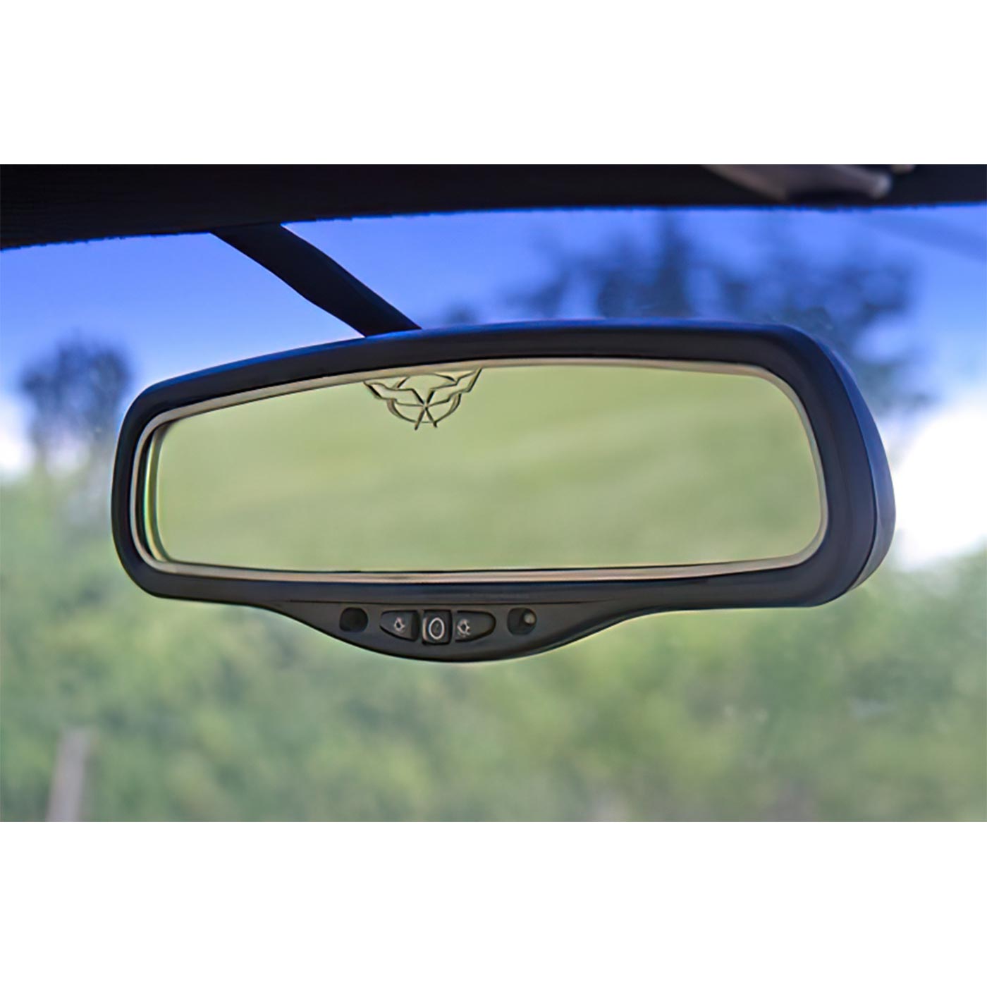 97-04 Inside Mirror Stainless Trim w/C5 Emblem (auto-dim mirror)