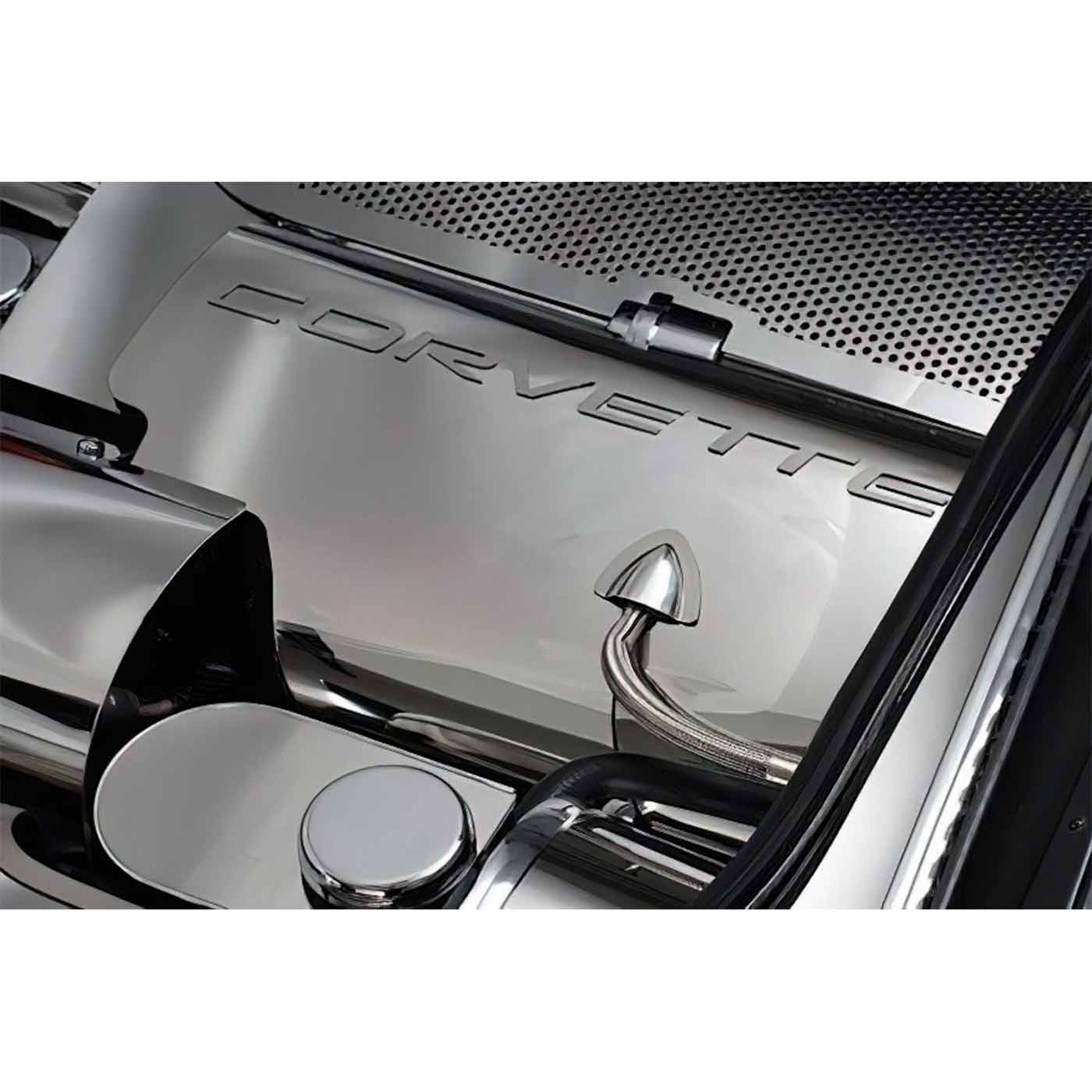 99-04 Polished Stainless Fuel Rail Covers w/Corvette (Snap-On Design)