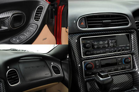 1997-2004 Corvette 6-pc Stainless Dash Trim Kit
