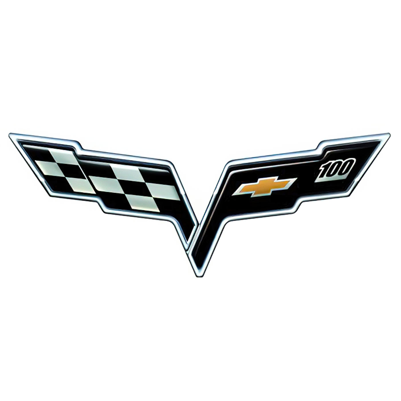 Corvette 100th Emblem Metal Wall Sign (Large) 32"x12"