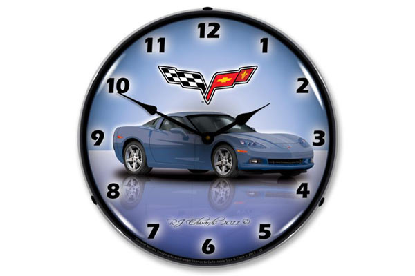 C6 Supersonic Blue Corvette Lighted Clock