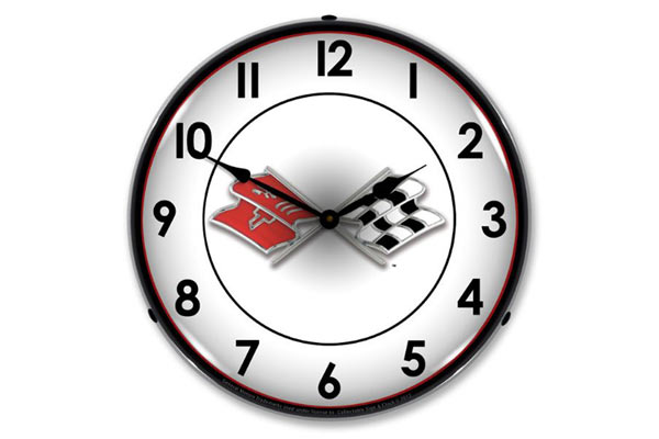 C1 Corvette Emblem Lighted Clock