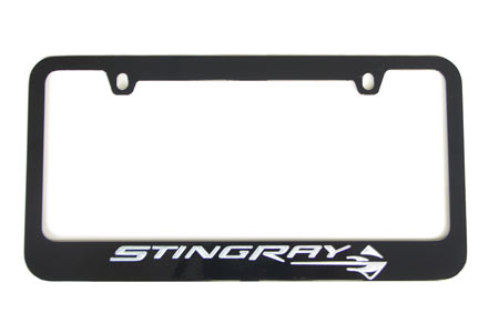 14-18 Black License Plate Frame w/Stingray Emblem (Default)