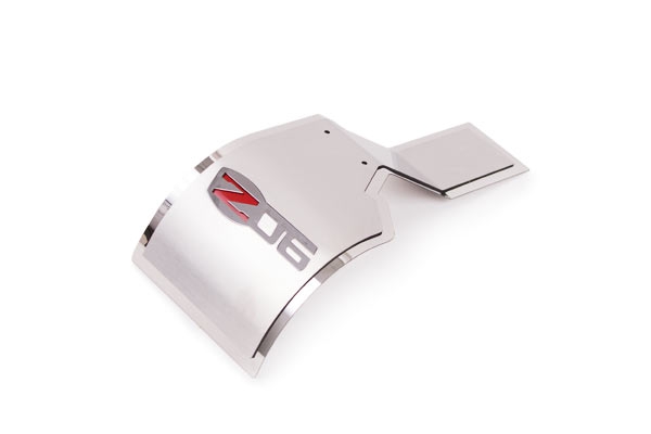 06-13 Deluxe Stainless Alternator Cover w/ Z06 Emblem
