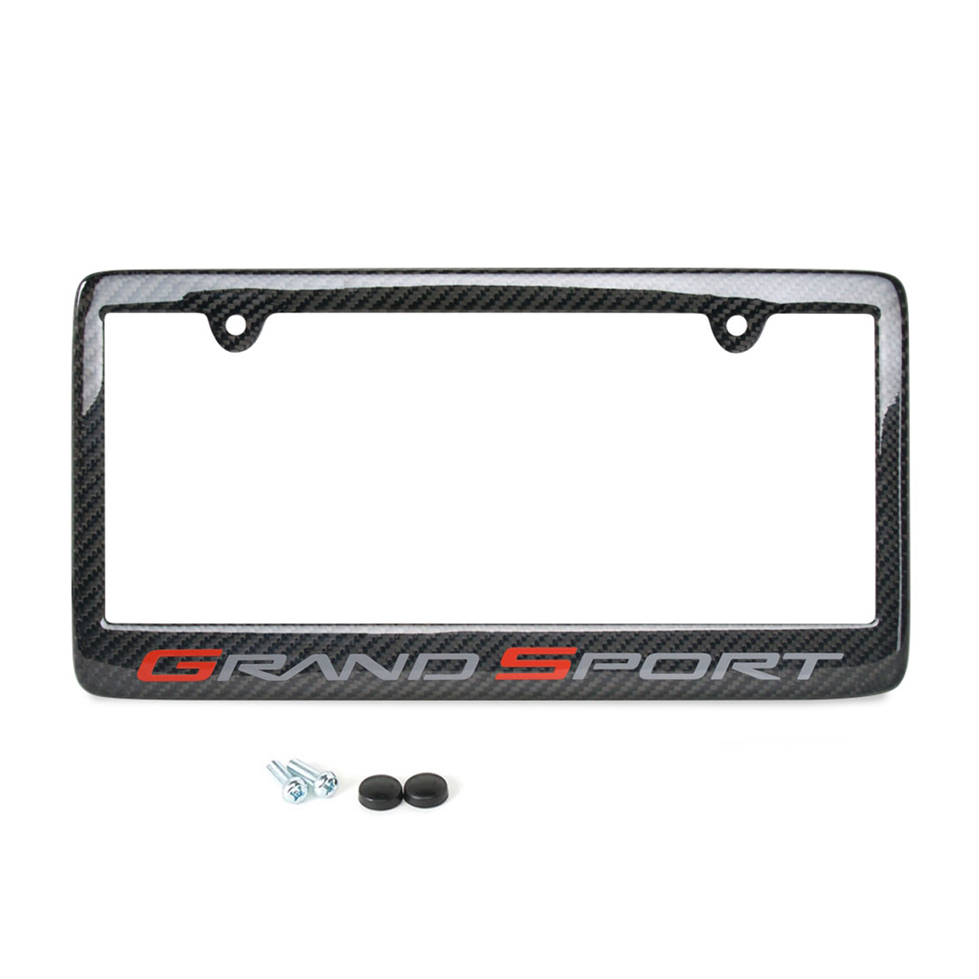 10-13 Carbon Fiber License Plate Frame w/Grand Sport Emblem