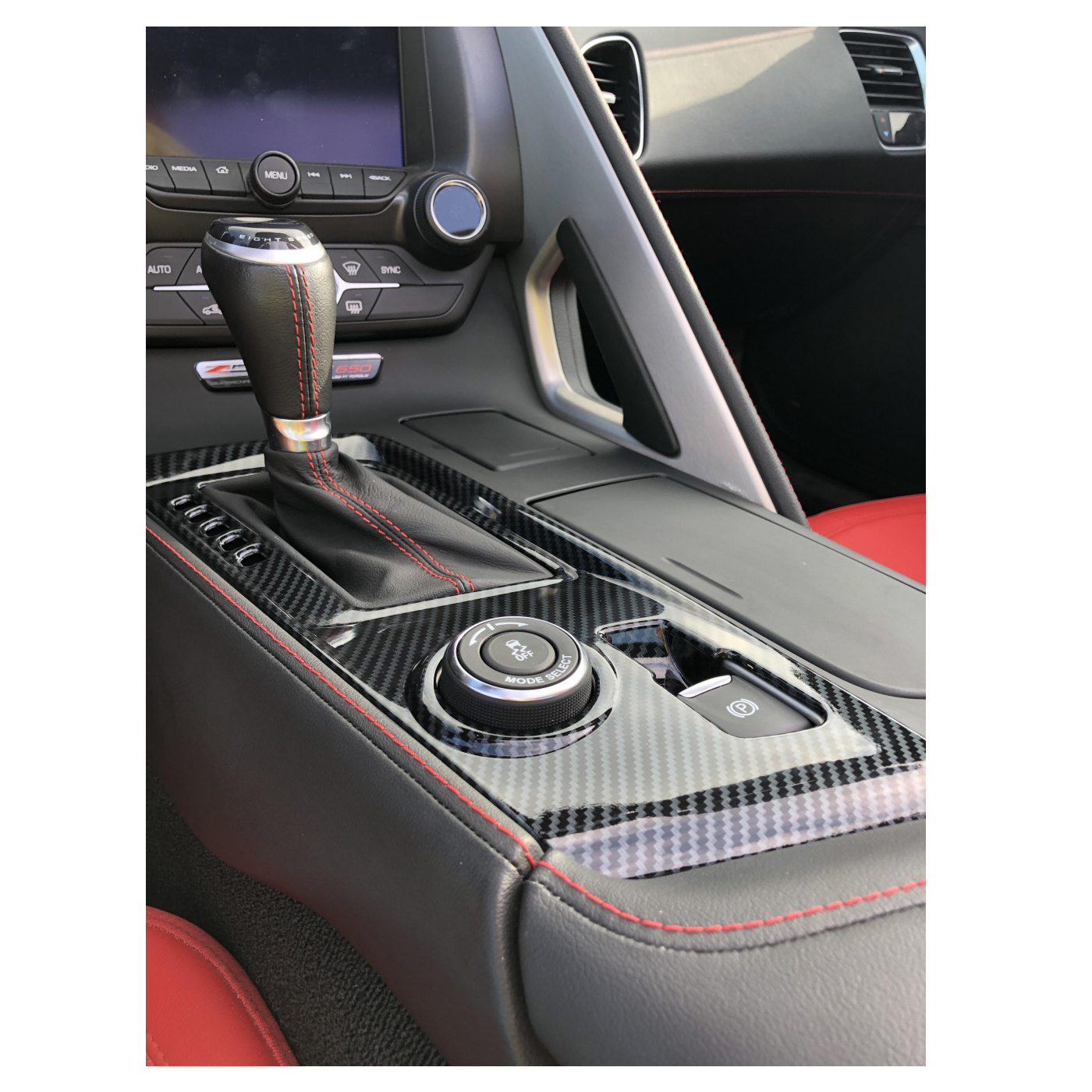14-19 Auto Carbon Fiber Look Shifter Console Overlay