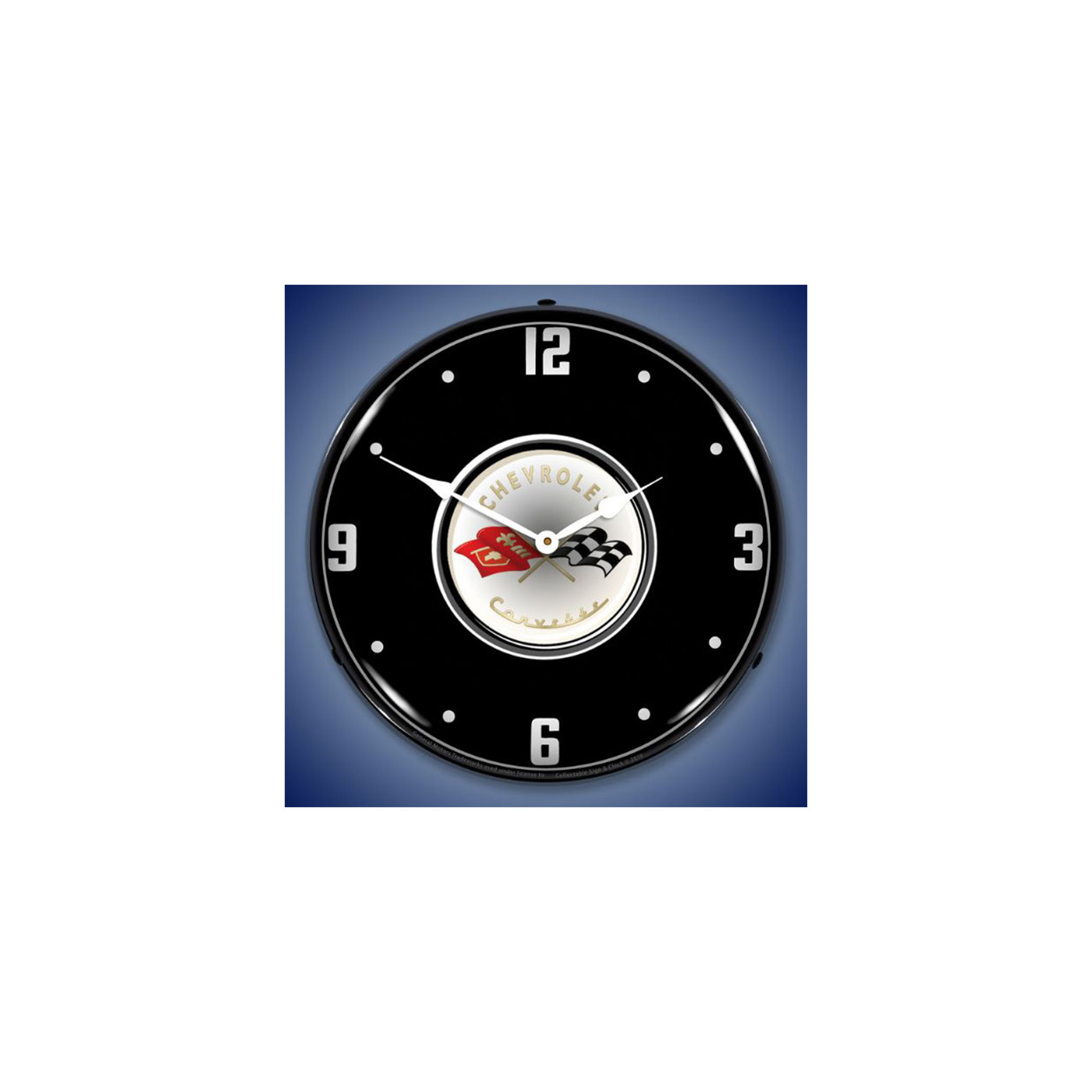C1 Corvette Emblem Black Tie LED Lighted Wall Clock
