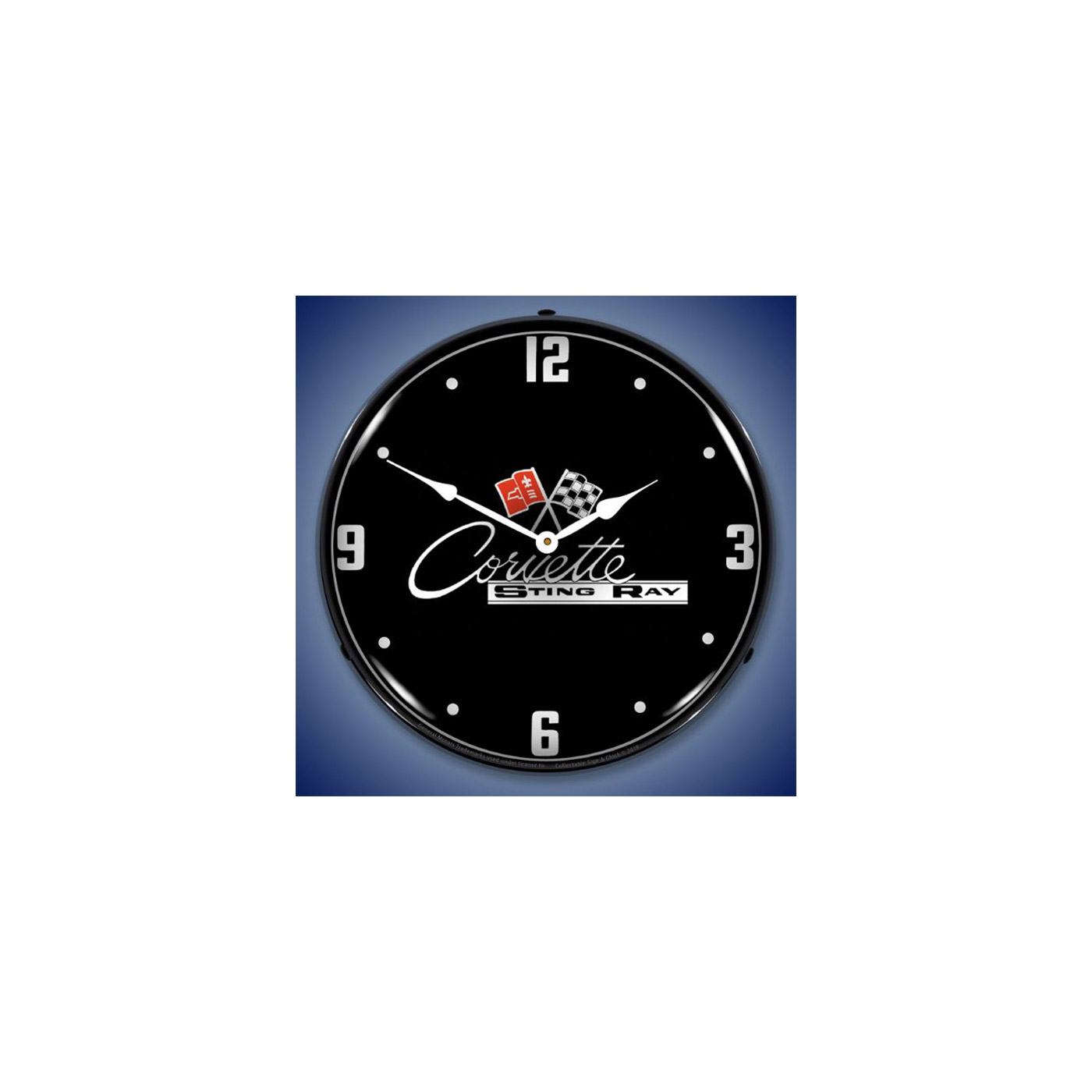 C2 Corvette Emblem Black Tie LED Lightd Wall Clock