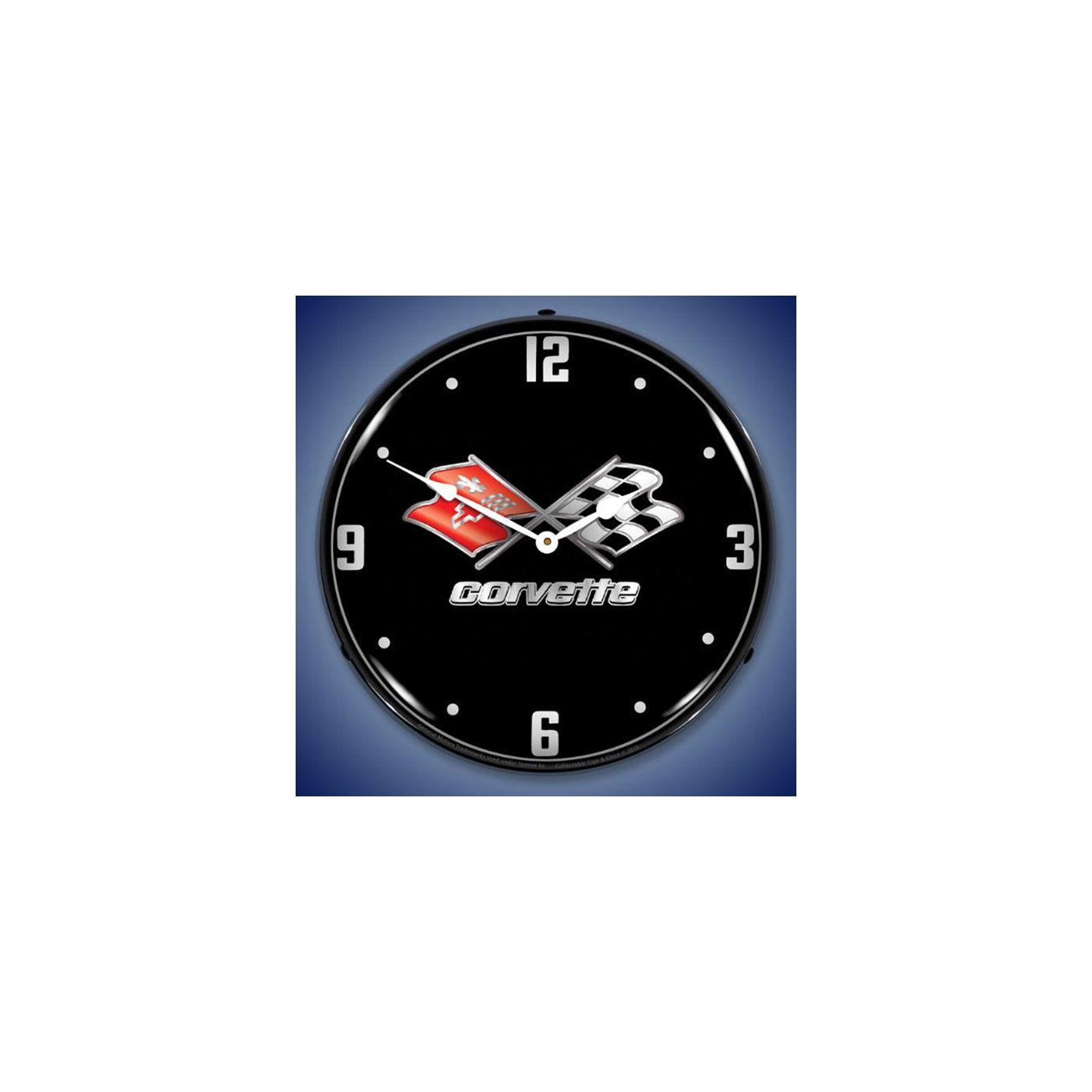 C3 Corvette Emblem Black Tie LED Lighted Wall Clock
