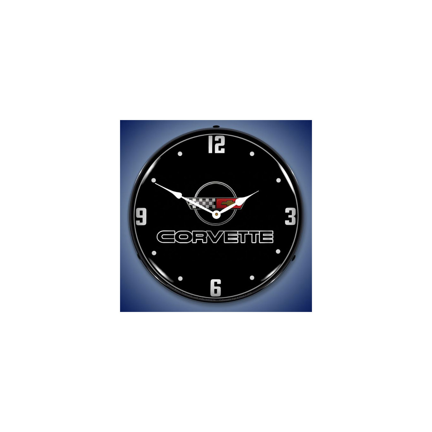 C4 Corvette Emblem Black Tie LED Lighted Wall Clock