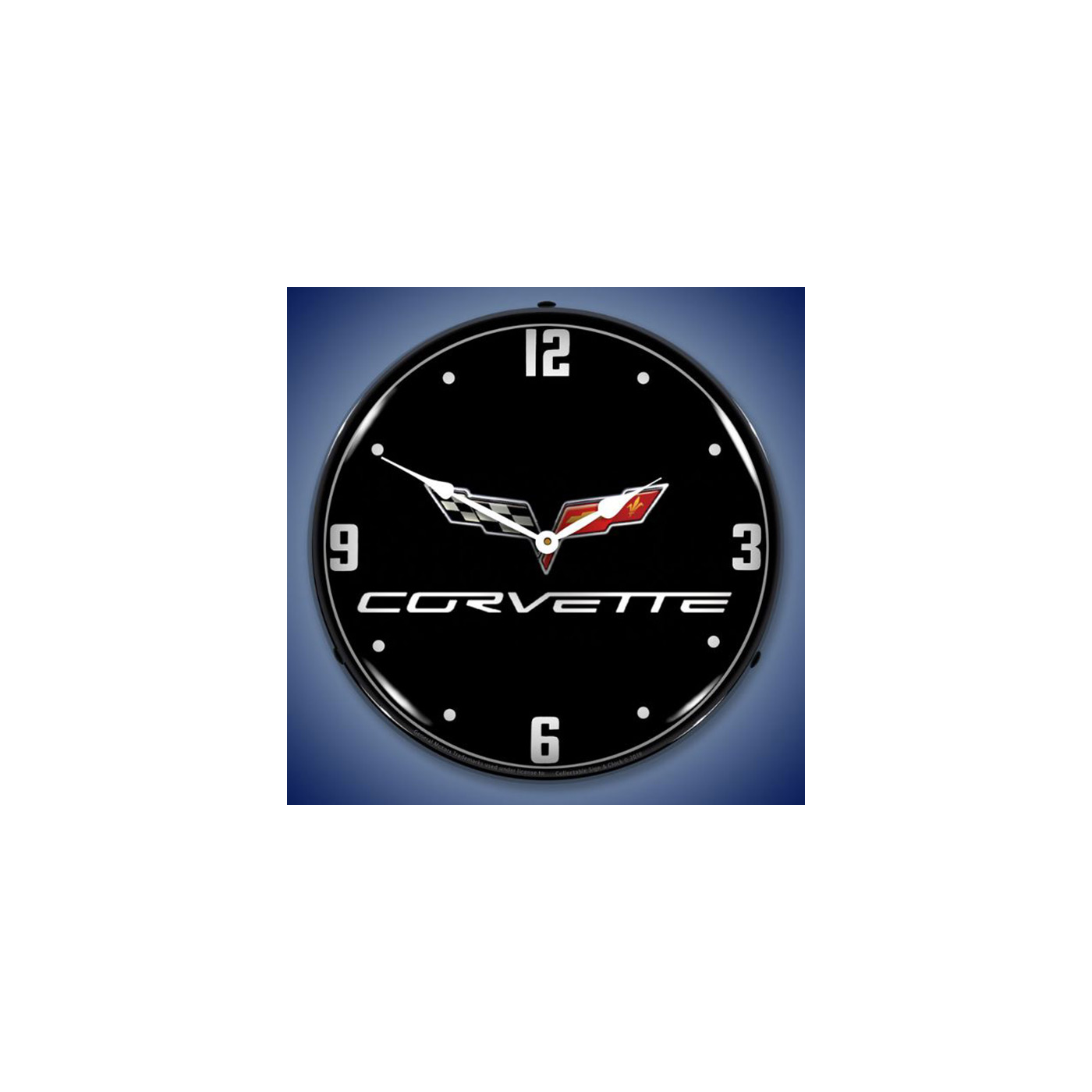 C6 Corvette Emblem Black Tie LED Lighted Wall Clock