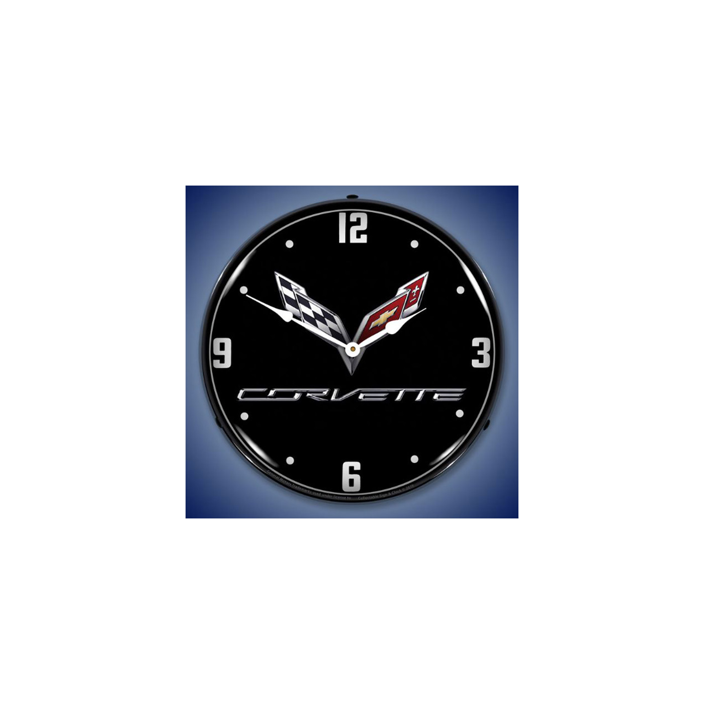 C7 Corvette Emblem Black Tie LED Lighted Wall Clock